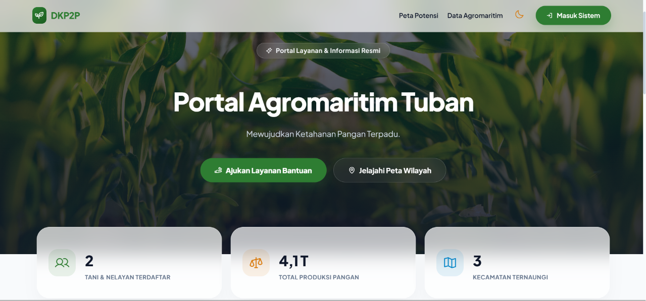 APK WEB Agromaritim Ketahanan Pangan Terpadu, Untuk Instansi DKP2P Tuban