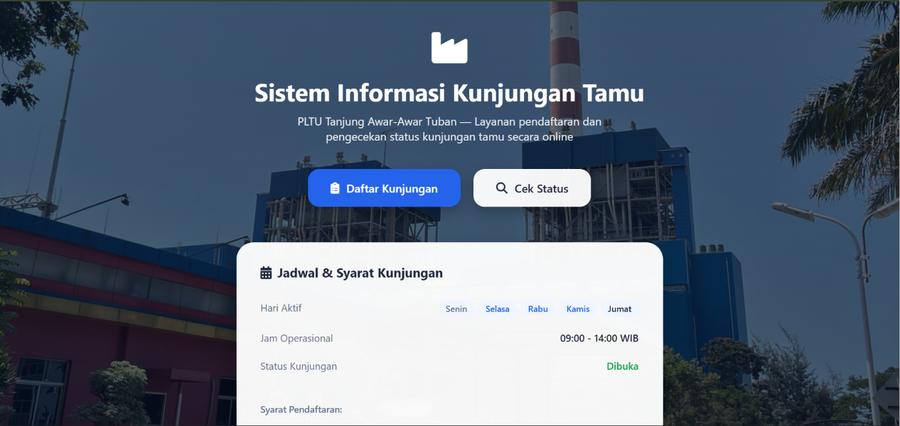 APK WEB Kunjungan Tamu, Untuk PLTU Tanjung Awar-Awar Tuban